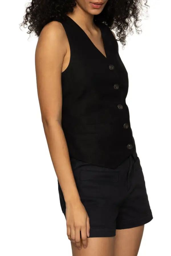 Button Front Relaxed Lightweight Vest