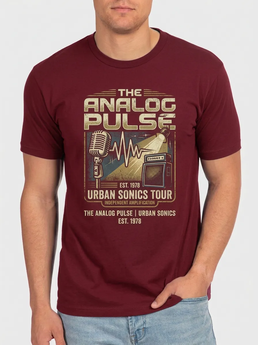 Men's Music Band Analog Pulse Microphone Amplifier Printed T-shirt