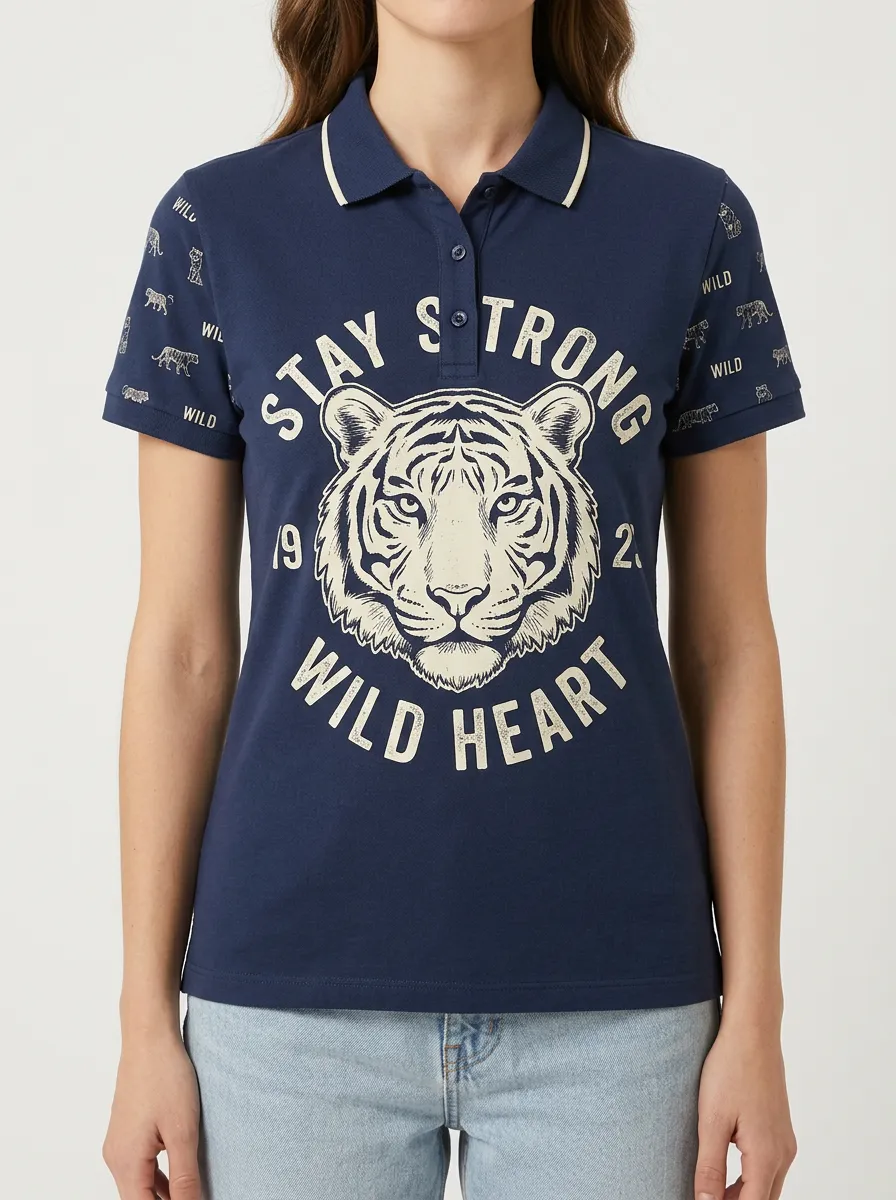 Tiger Stay Strong Wild Heart Polo Shirt