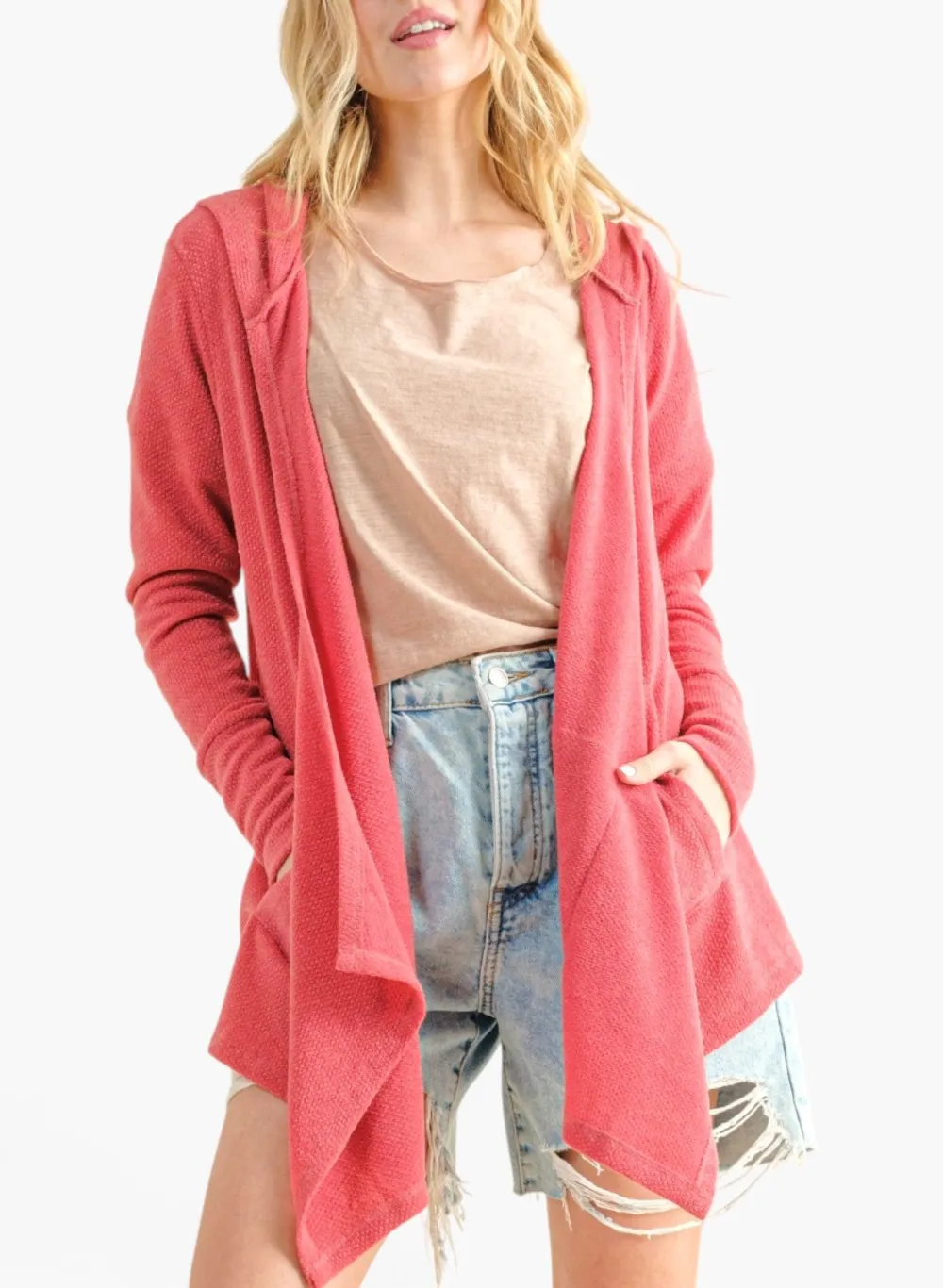 Modern Hooded Open-Front Cardigan