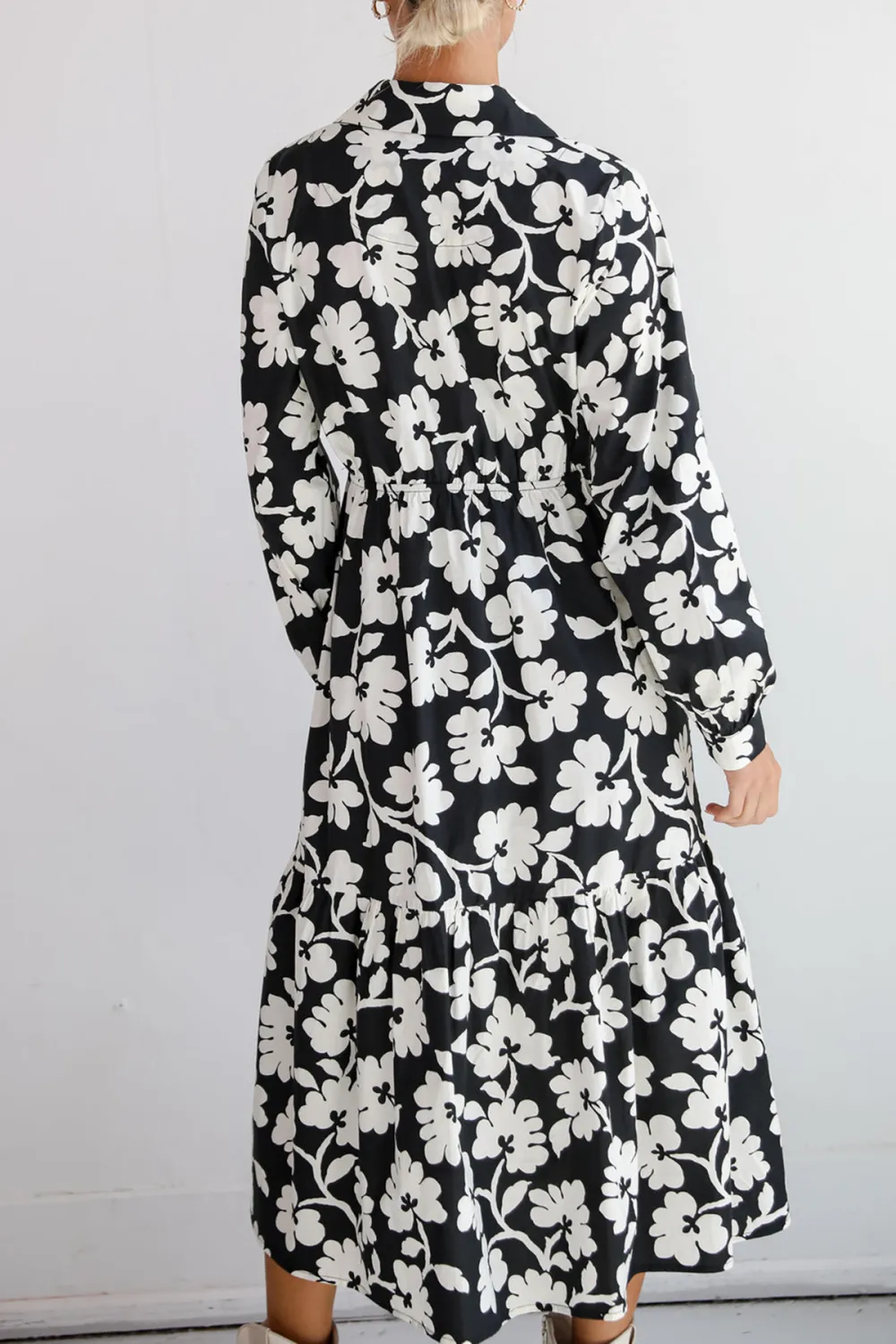 Black Floral Midi Dress