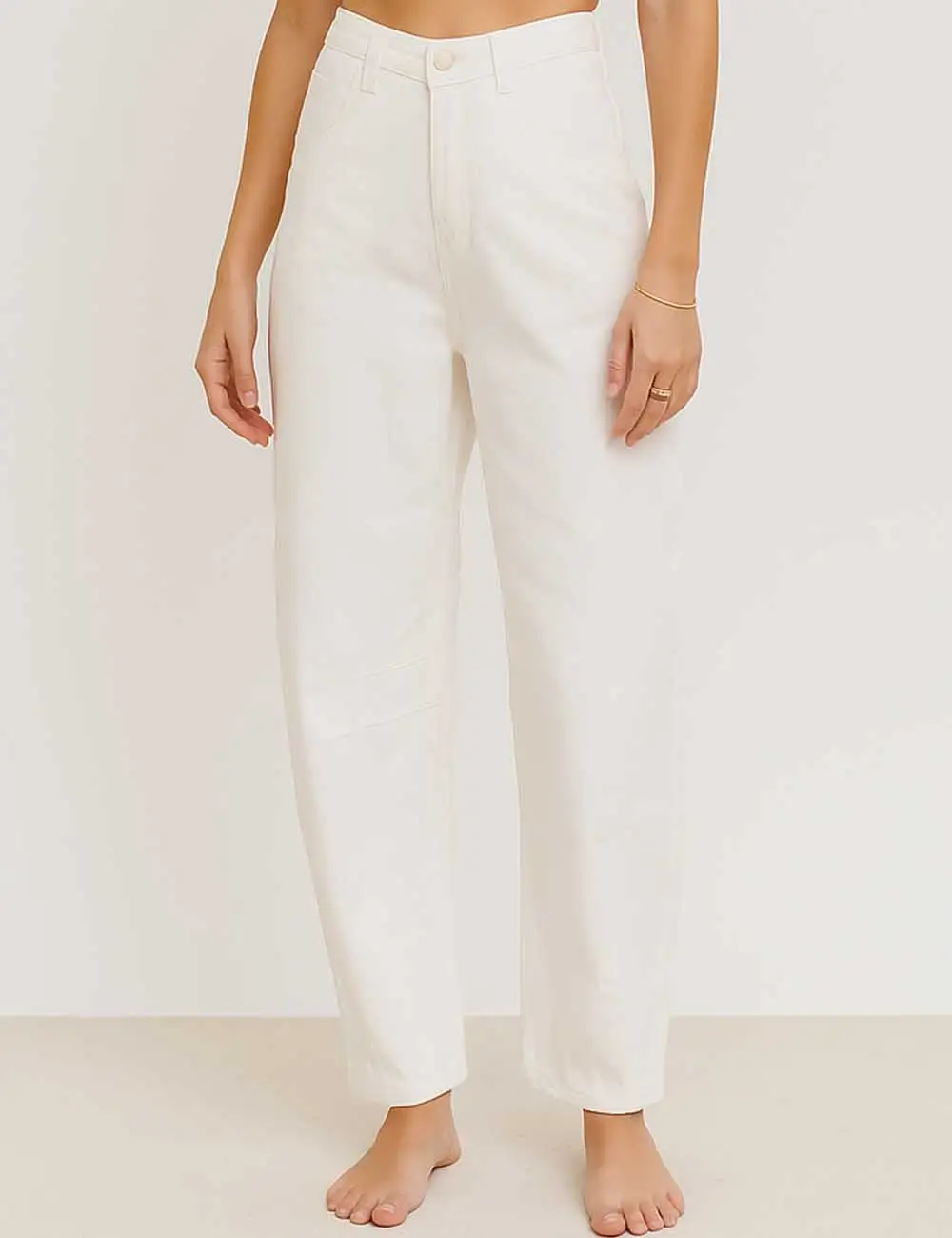 Relaxed Mid Rise Barrel Denim Pants