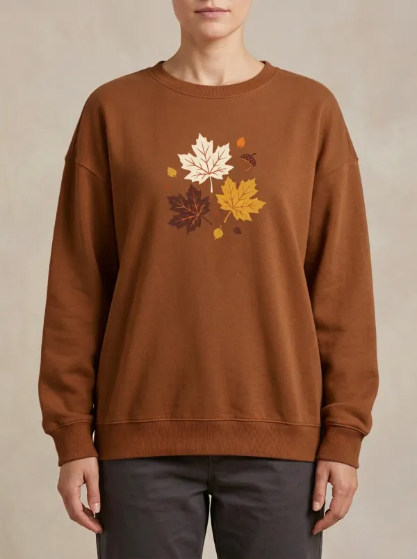 Weekend Maple-Leaf Printed Acorn Graphic Sweatshirt
