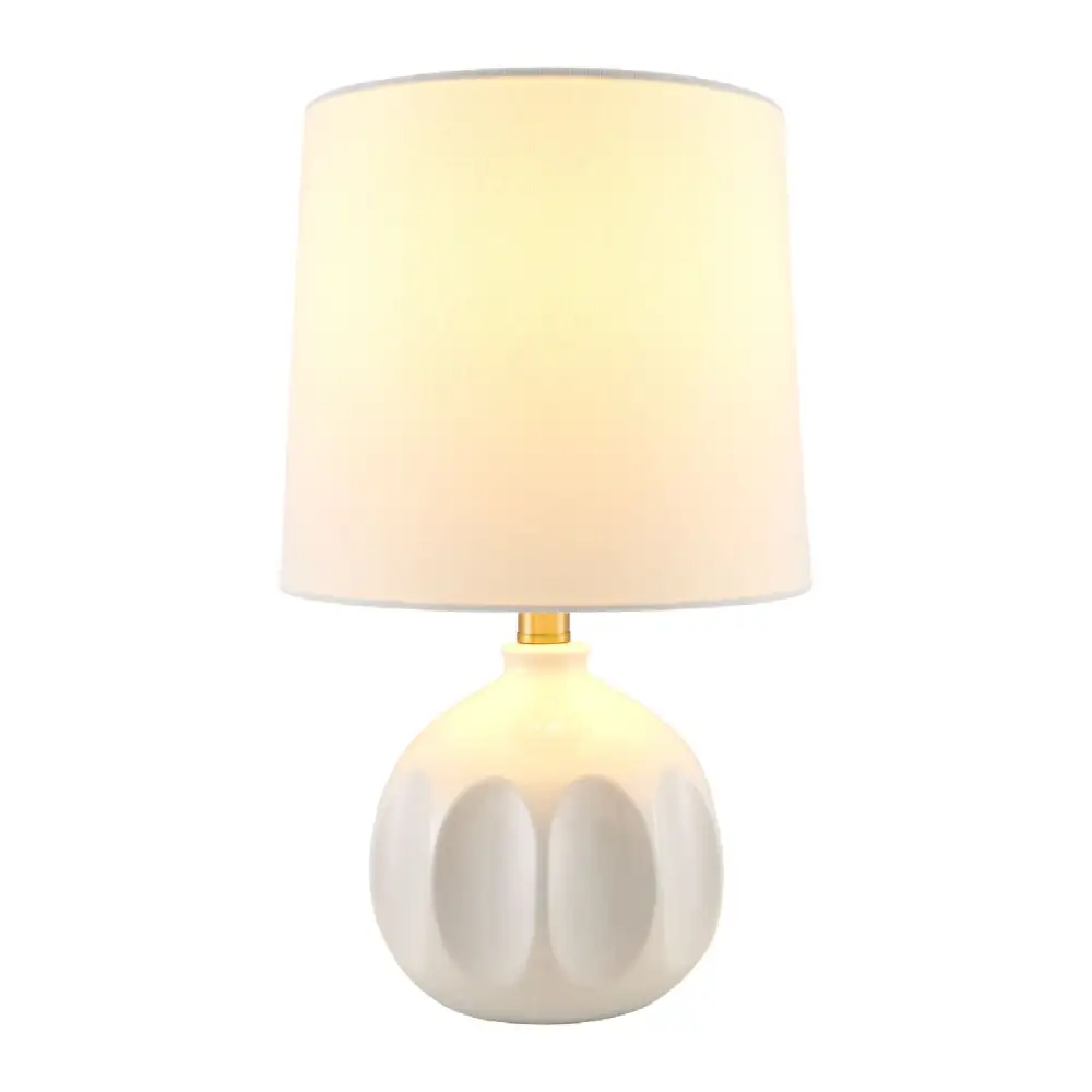 Linen Carved Ceramic Table Lamp