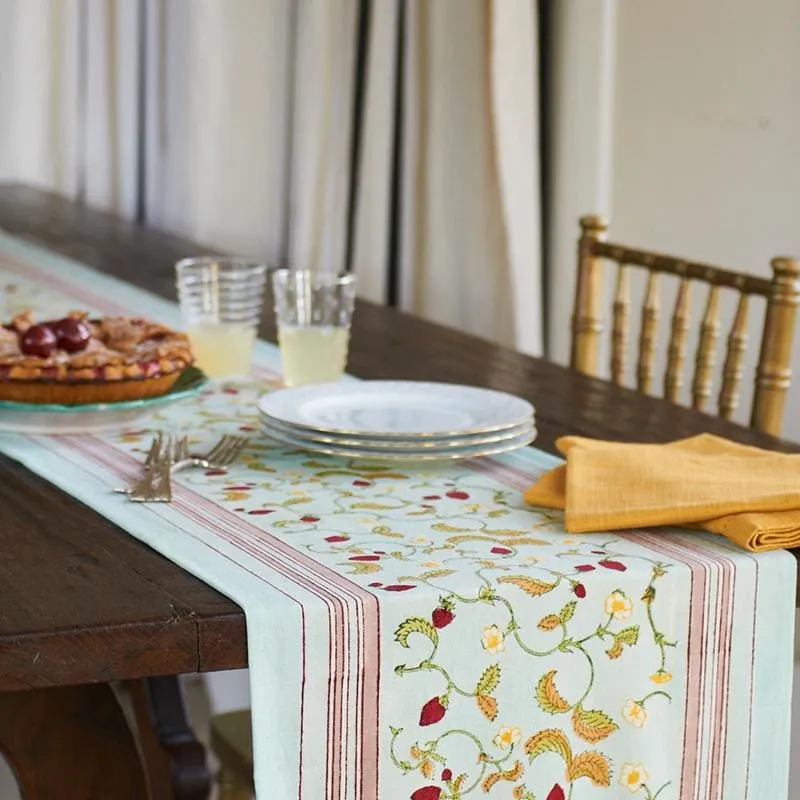 Wild Strawberry Botanical Table Runner