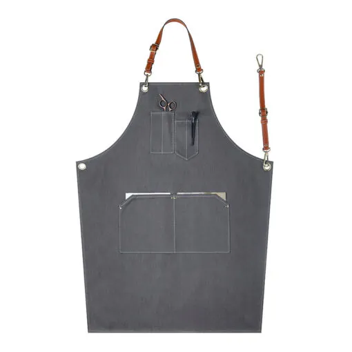 Denim Leather Strap Crossback Kitchen Work Apron