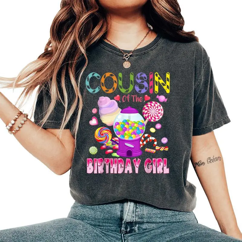 Cousin Of The Birthday Girl Candyland Candy Birthday Women's Oversized Comfort T-Shirt