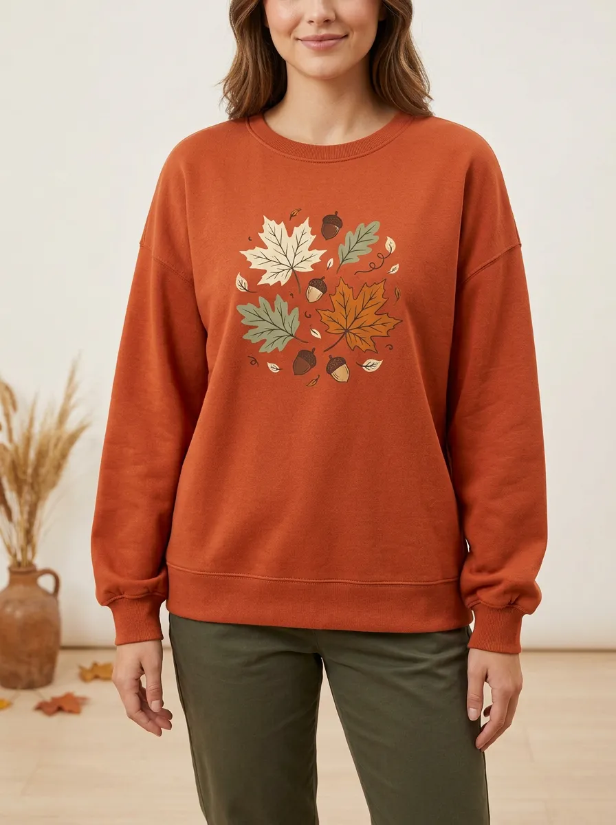 Relaxed Printed Acorn Graphic Sweatshirt