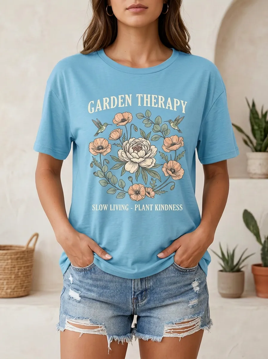 Garden Therapy Hummingbird Floral T-Shirt