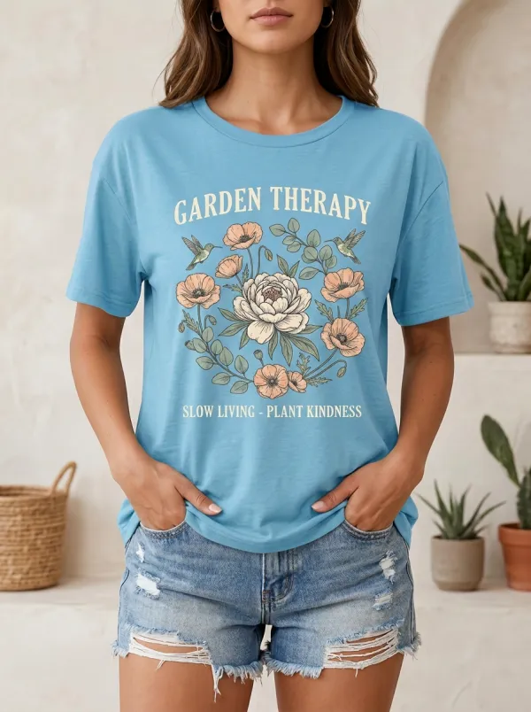 Garden Therapy Hummingbird Floral T-Shirt