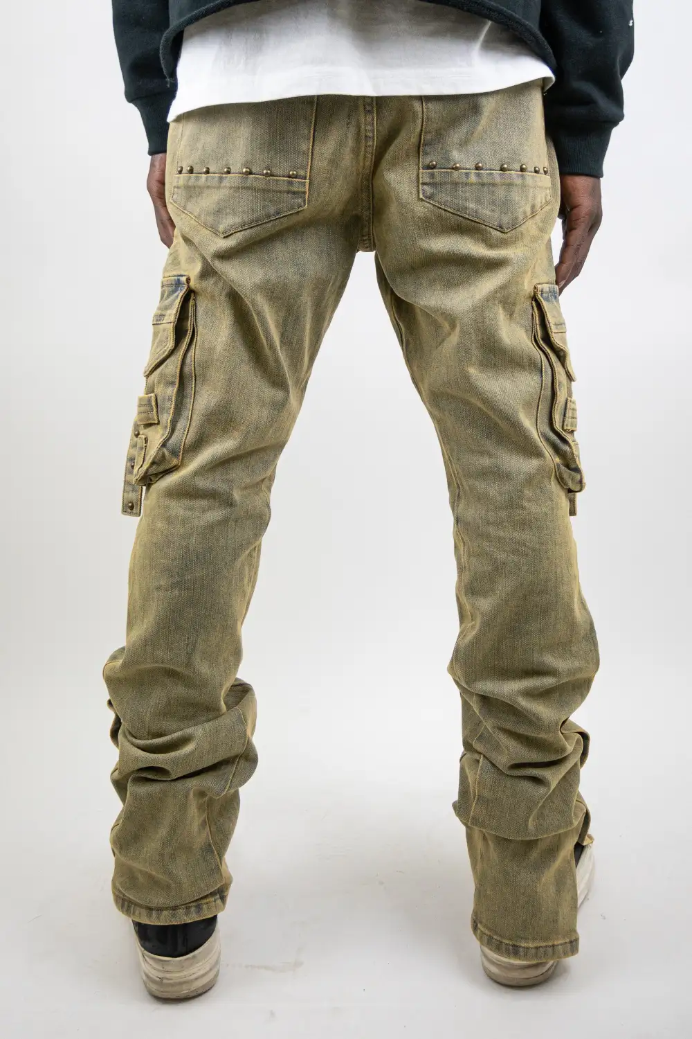 Studded Stacked Cargo Jeans