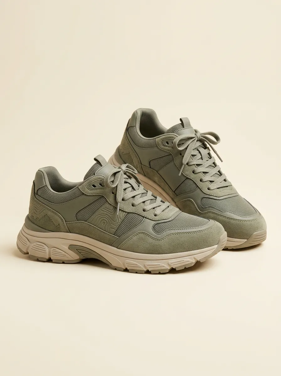 Unisex Outdoor Enthusiast Topographic Pattern Print Sneakers
