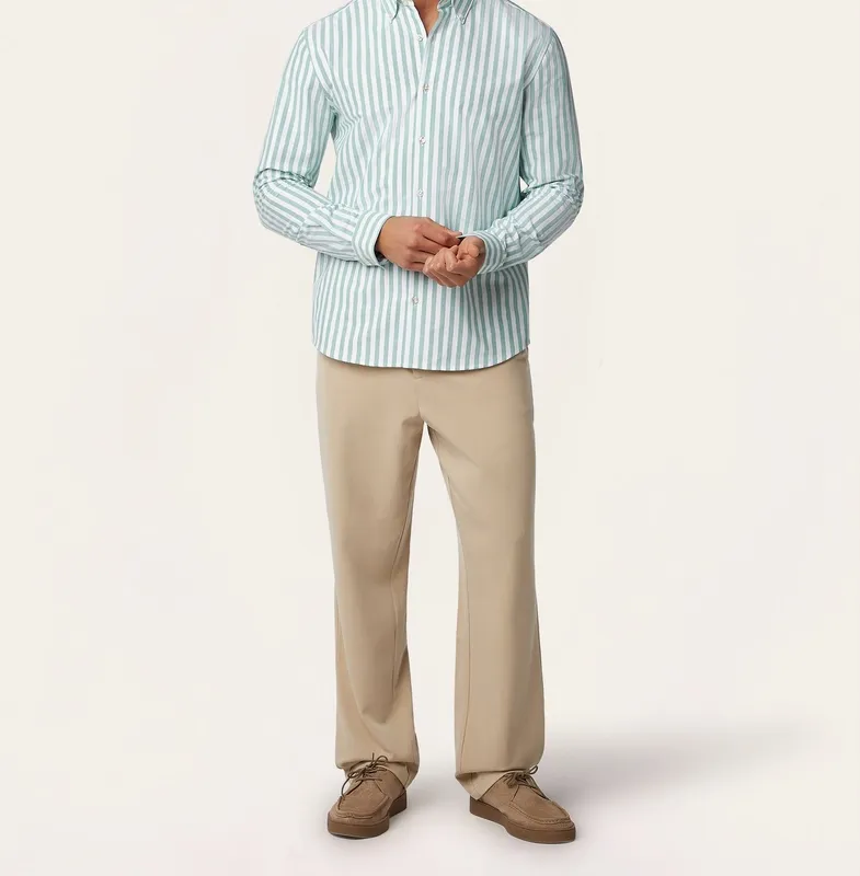 Oxford Shirt Green / White Stripe
