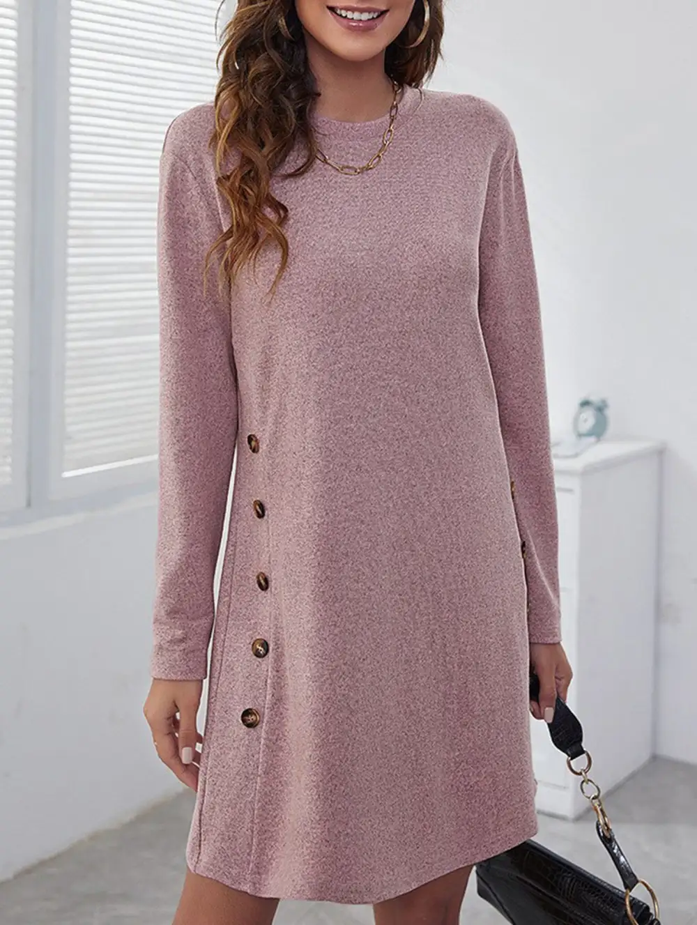 Loose Round Neck Mini Dress