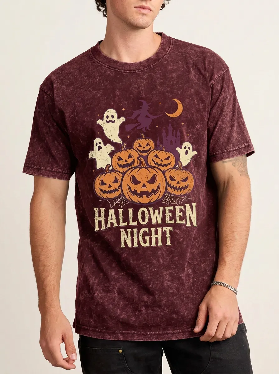 Men's Halloween Night Ghost Pumpkin Witch Printed T-shirt
