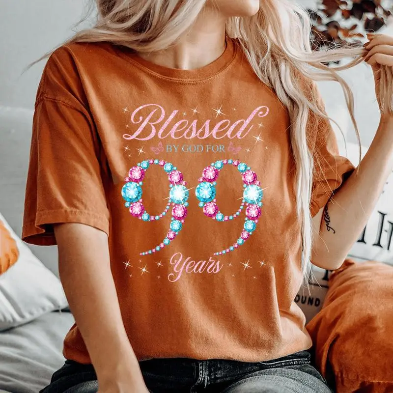 Blessed By God For 99 Years Old 99Th Birthday Woman Queen Women's Oversized Comfort T-Shirt