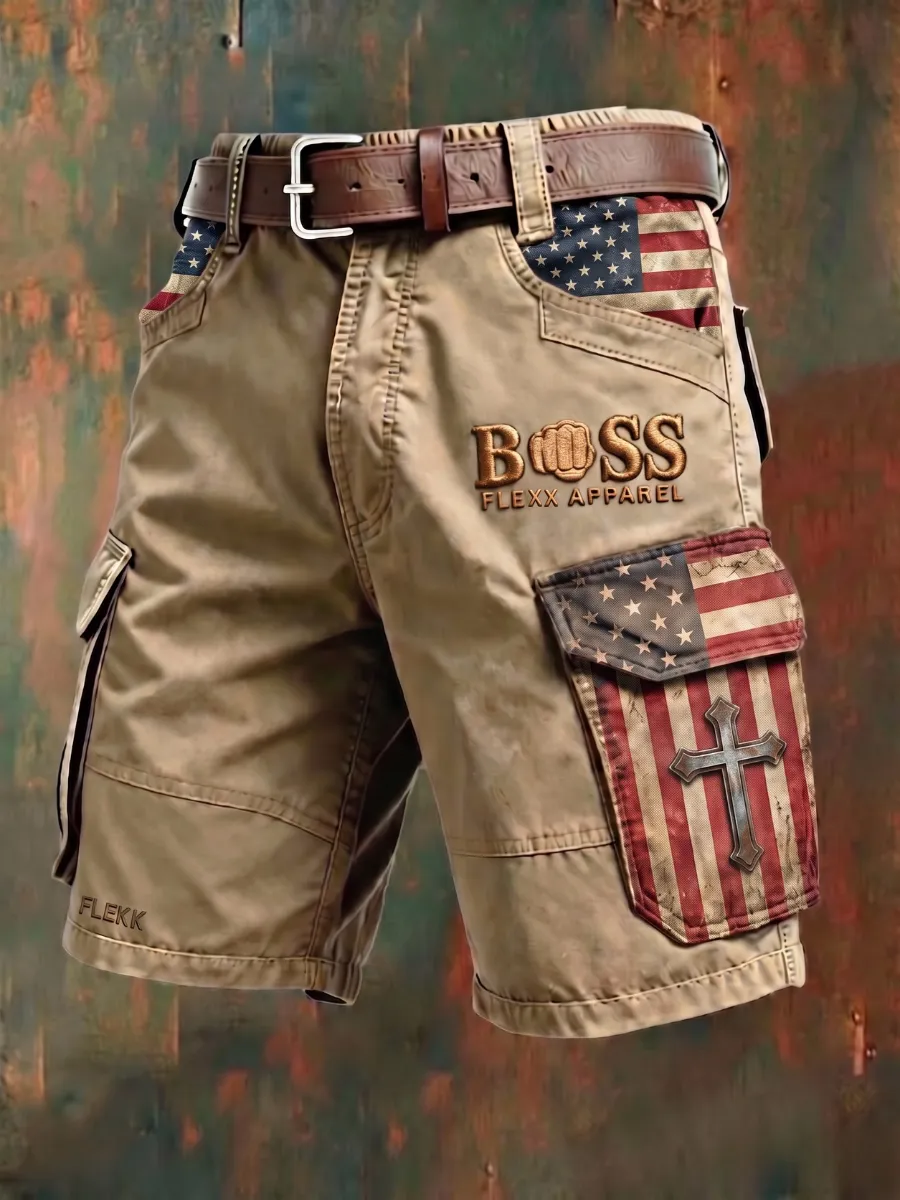 Men'S 250Th Anniversary Commemorative Letter Design Casual Shorts