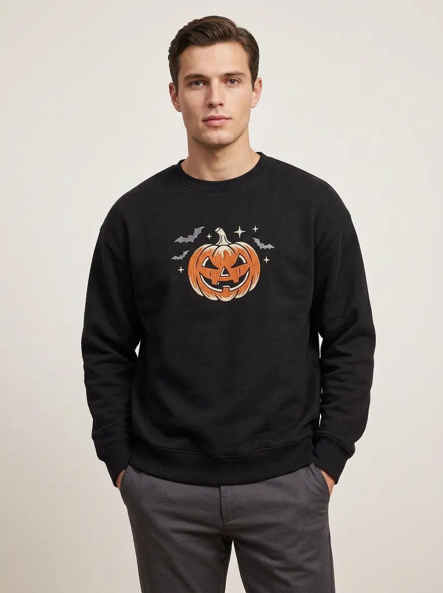 Men's Nightfall Halloween Pumpkin Bats Sweatshirt
