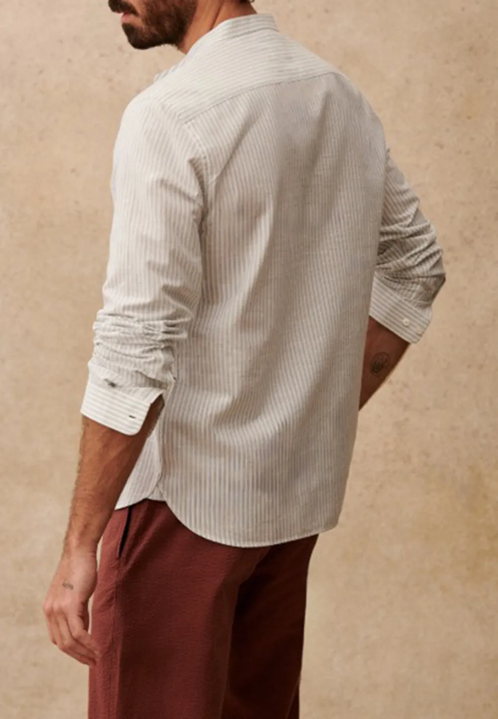 Navy Blue Cotton Linen Blend Regular Fit Shirt