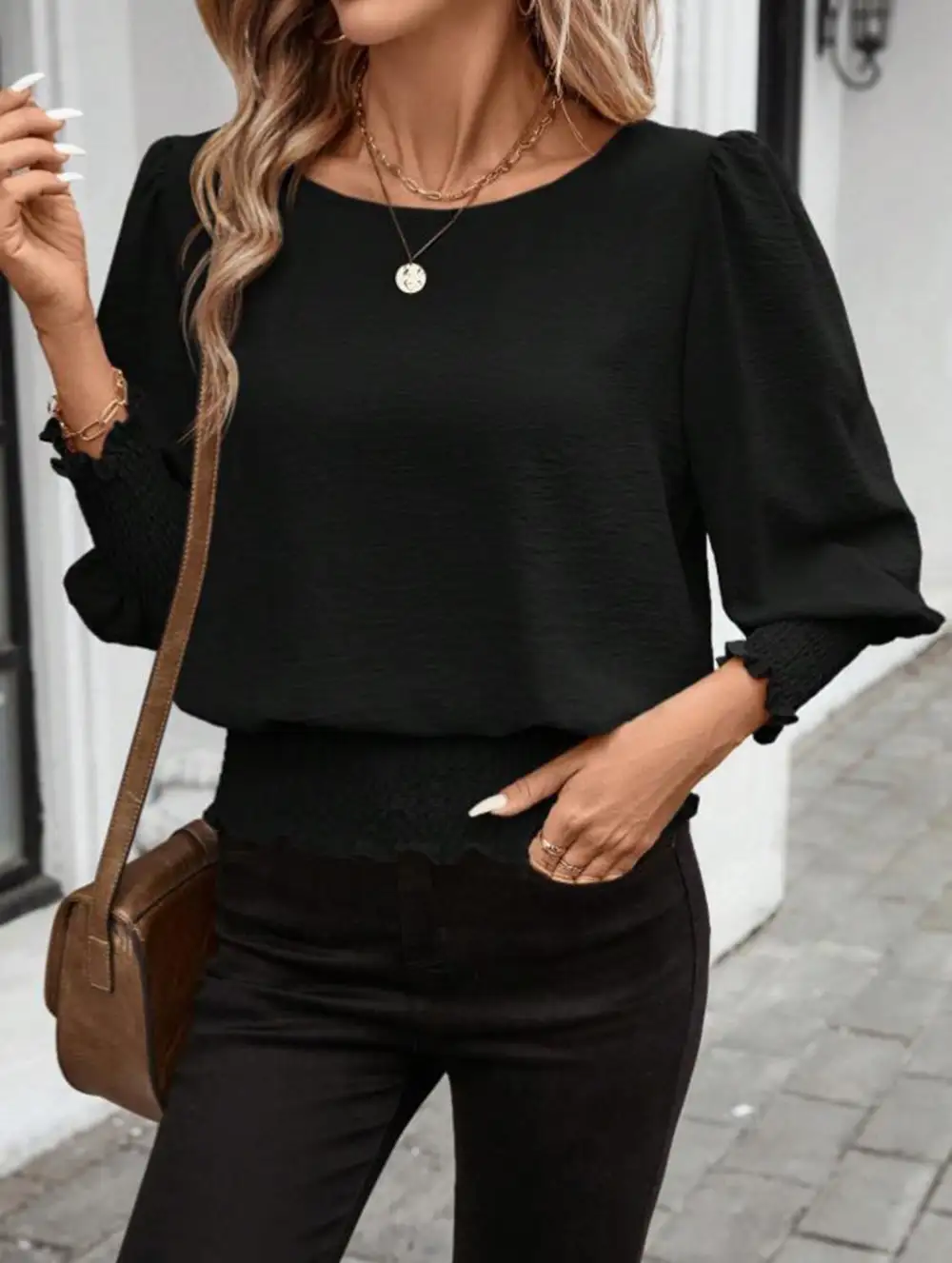 Relaxed Lantern Sleeve Blouse