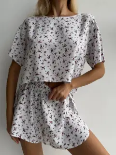 Refined Floral-Print Top and Shorts Lounge Set