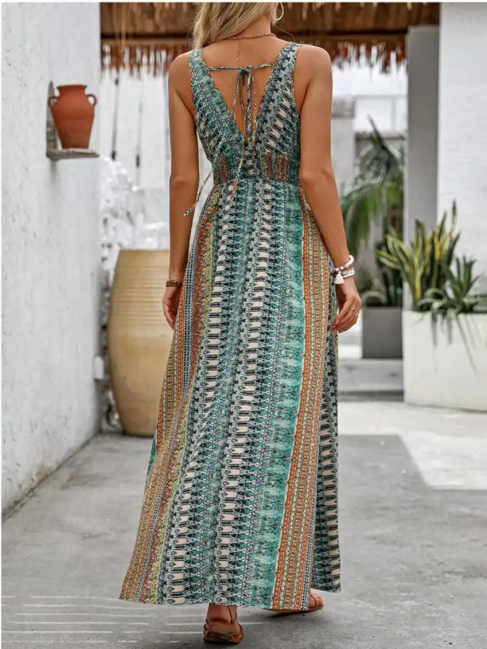 Flowy Tie Waist Tie Detail Dress