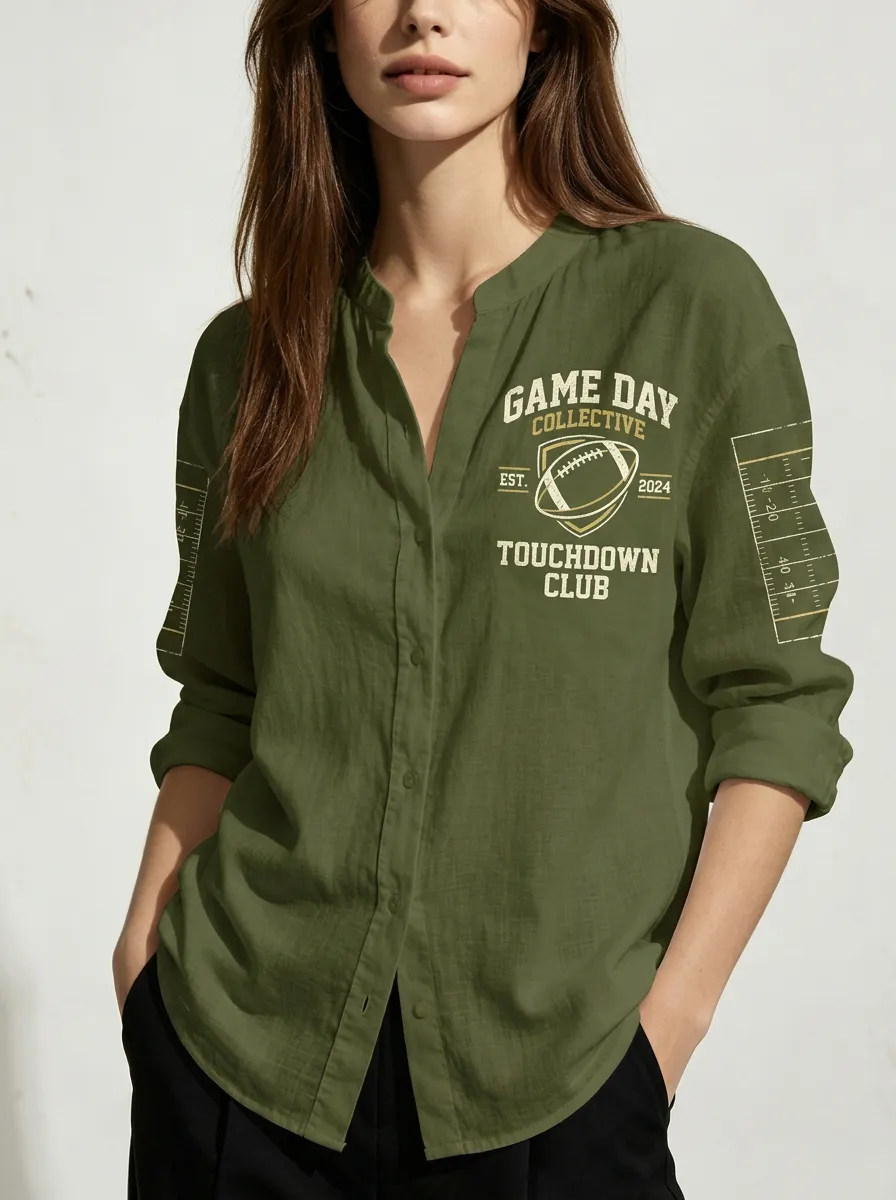 Women's Football Fan Game Day Touchdown Club Printed Shirt