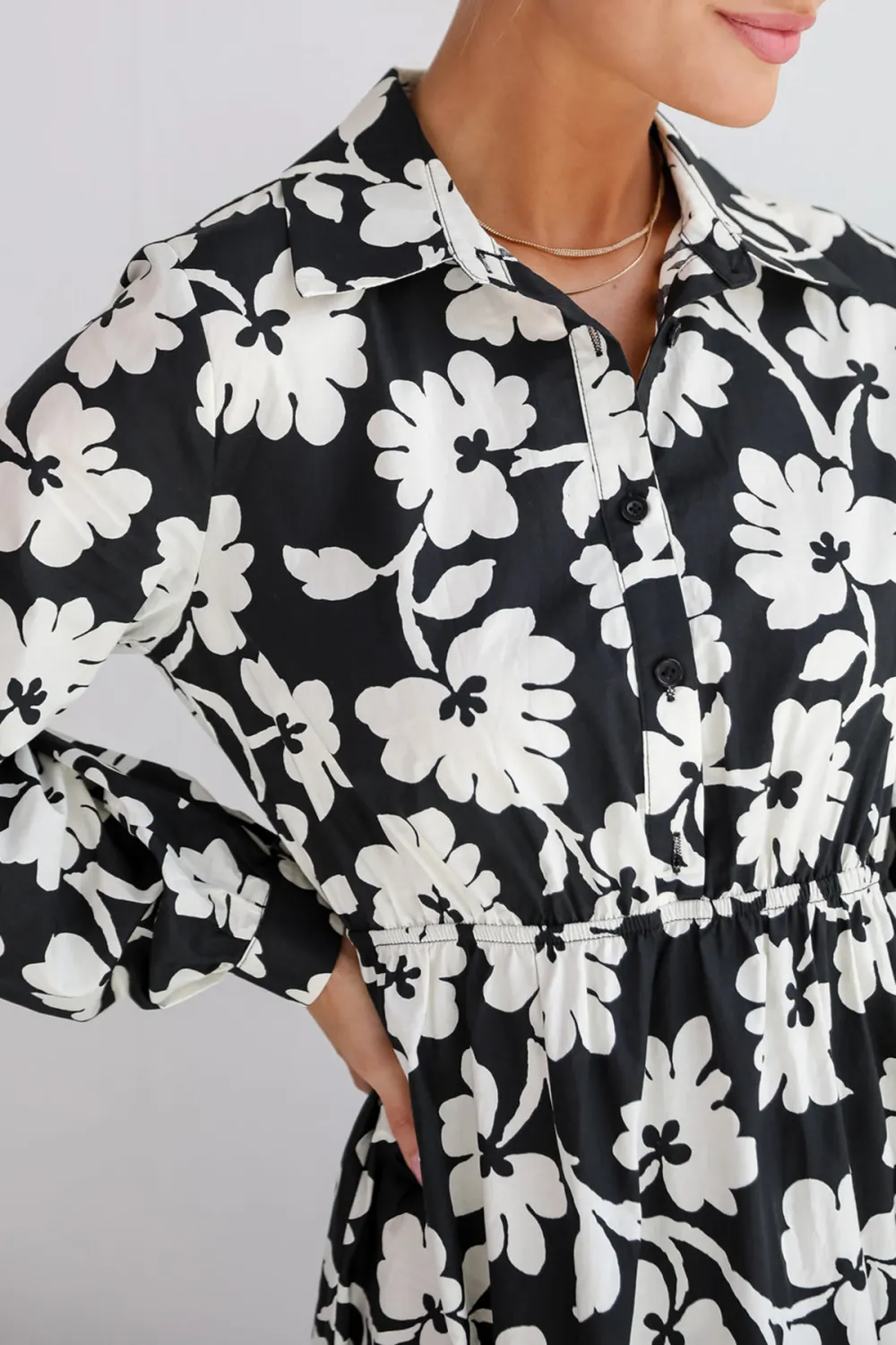 Black Floral Midi Dress
