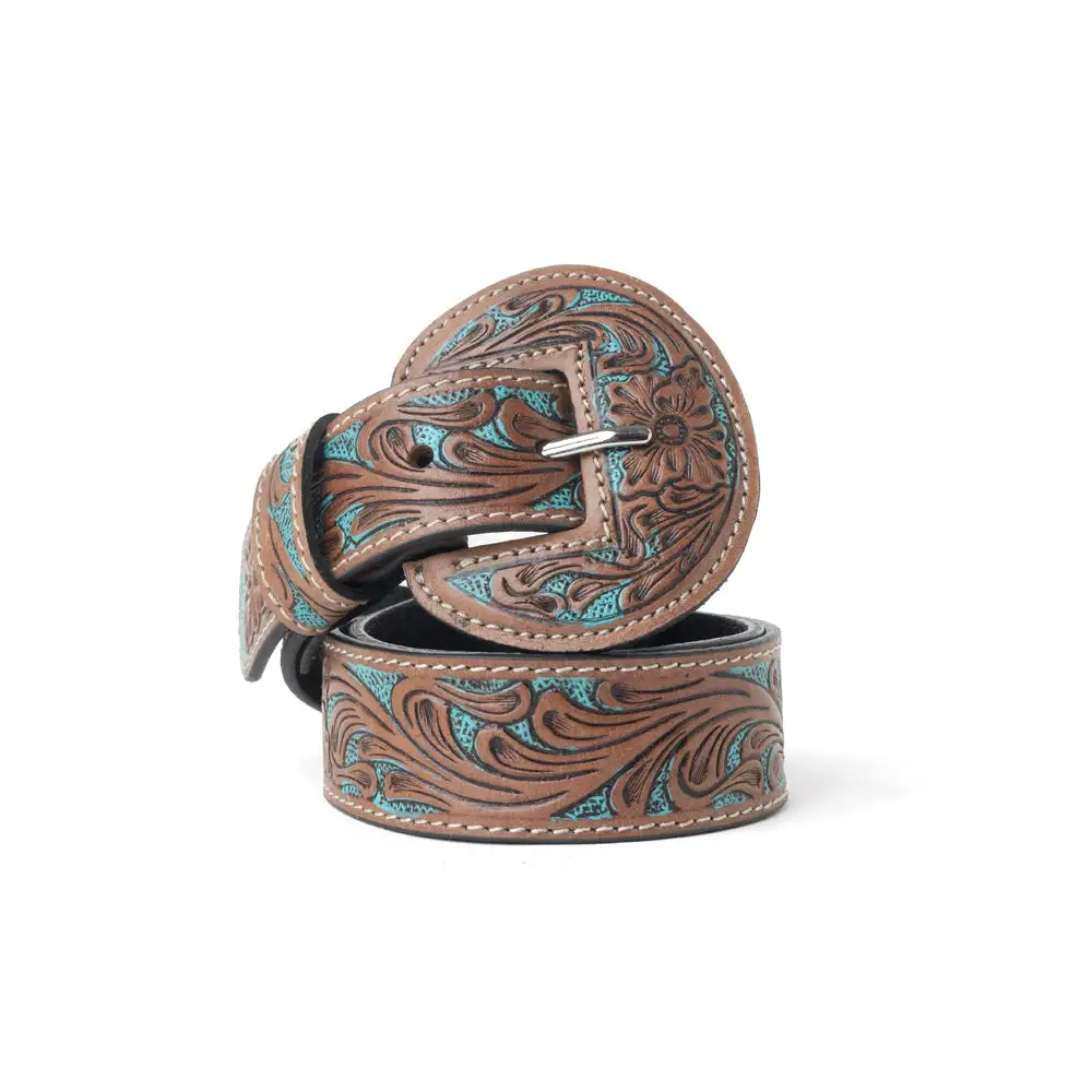 Women's Circular Buckle Leather Western Belt