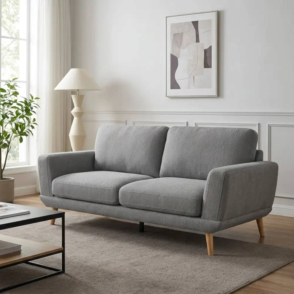 Plush Chenille Wooden Frame Sofa