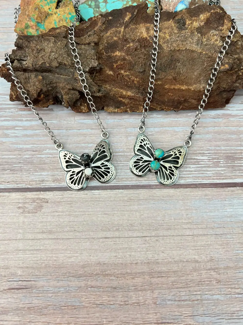 Butterfly Turquoise Sterling Silver Necklace