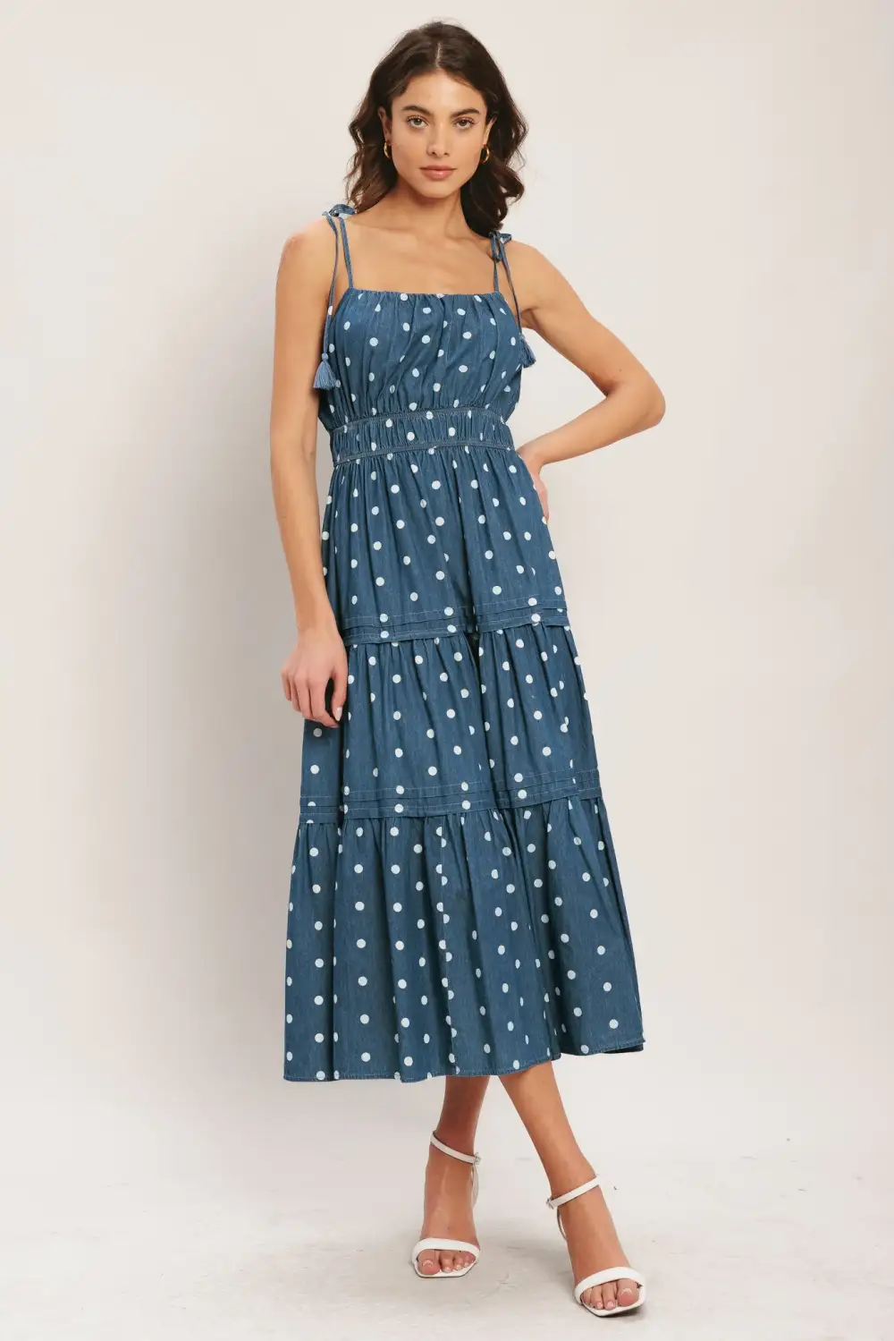 Denim Printed Midi Dress