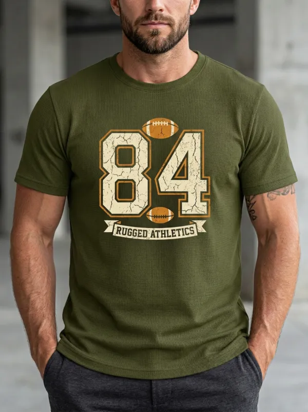 Men's Modern Football Ball Athletic Crew Neck Graphic T-Shirt