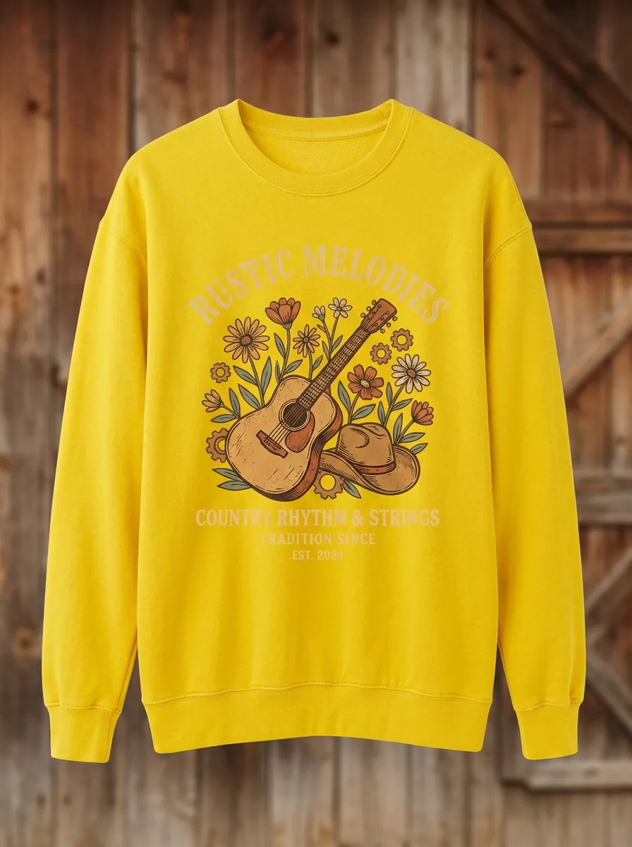Floral Unisex Country Music Crew Neck Sweatshirt