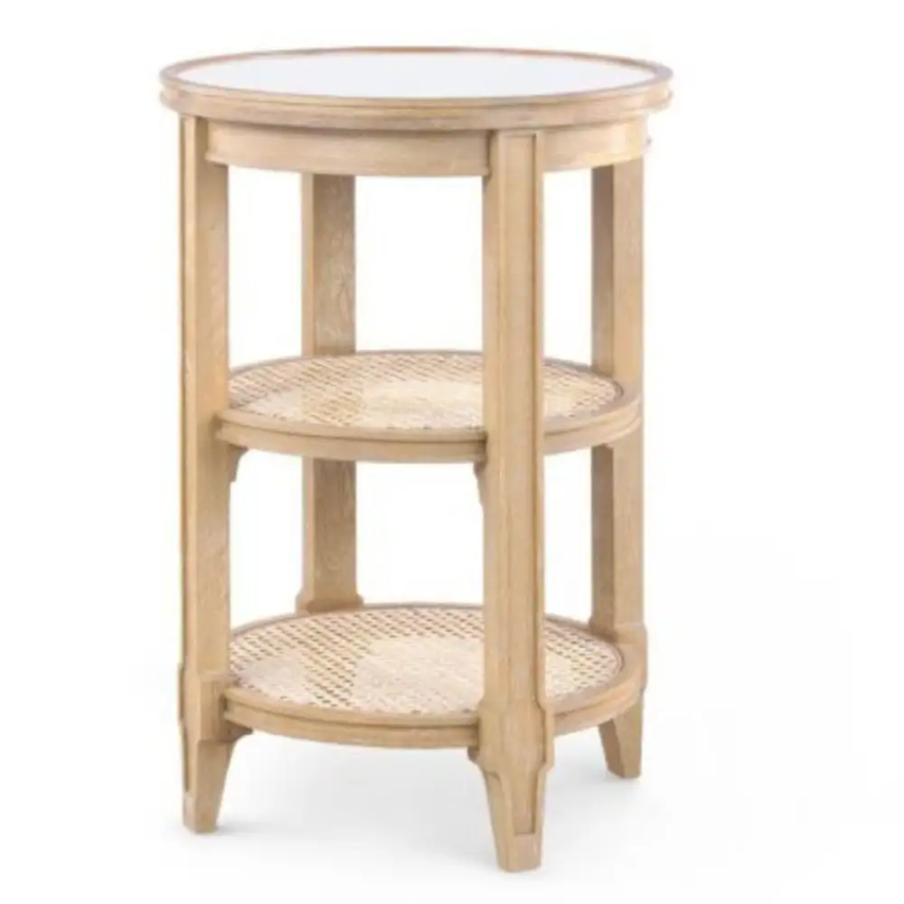 Lacquered Oak Round Side Table