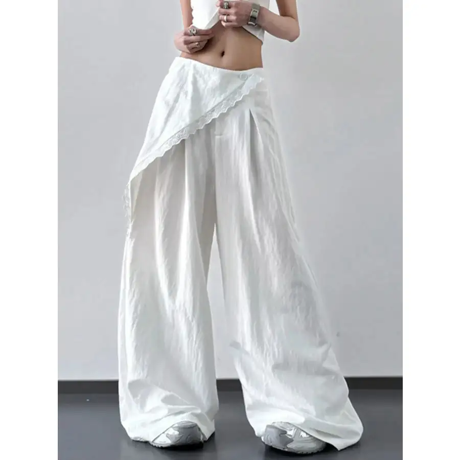 Classic Lace Detail Wide Leg Pants