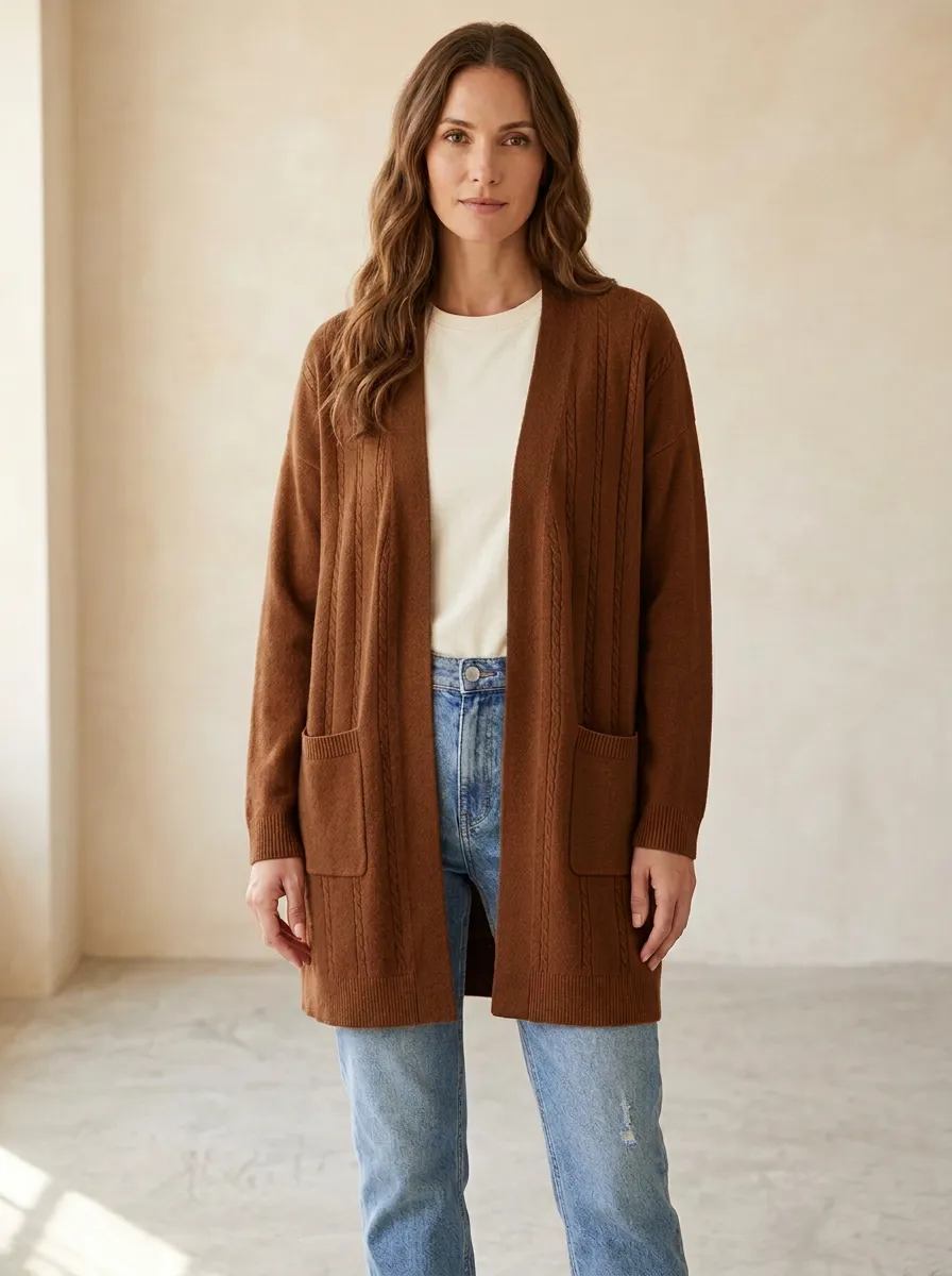 Classic Cable-Knit Knit Cardigan