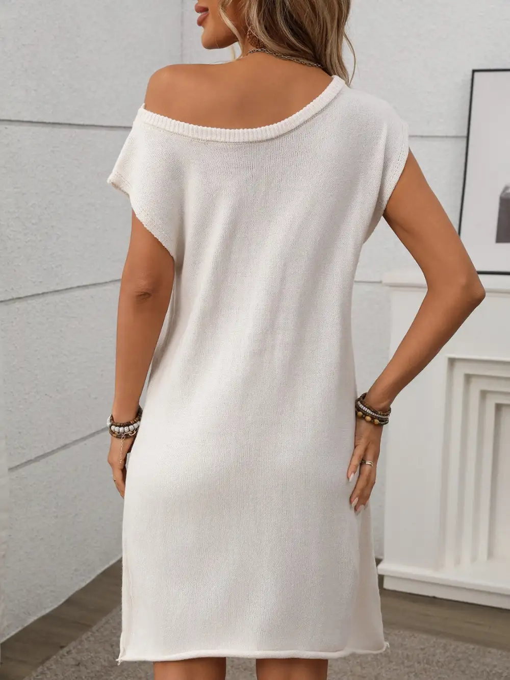 Sweater One-Shoulder Mini Dress