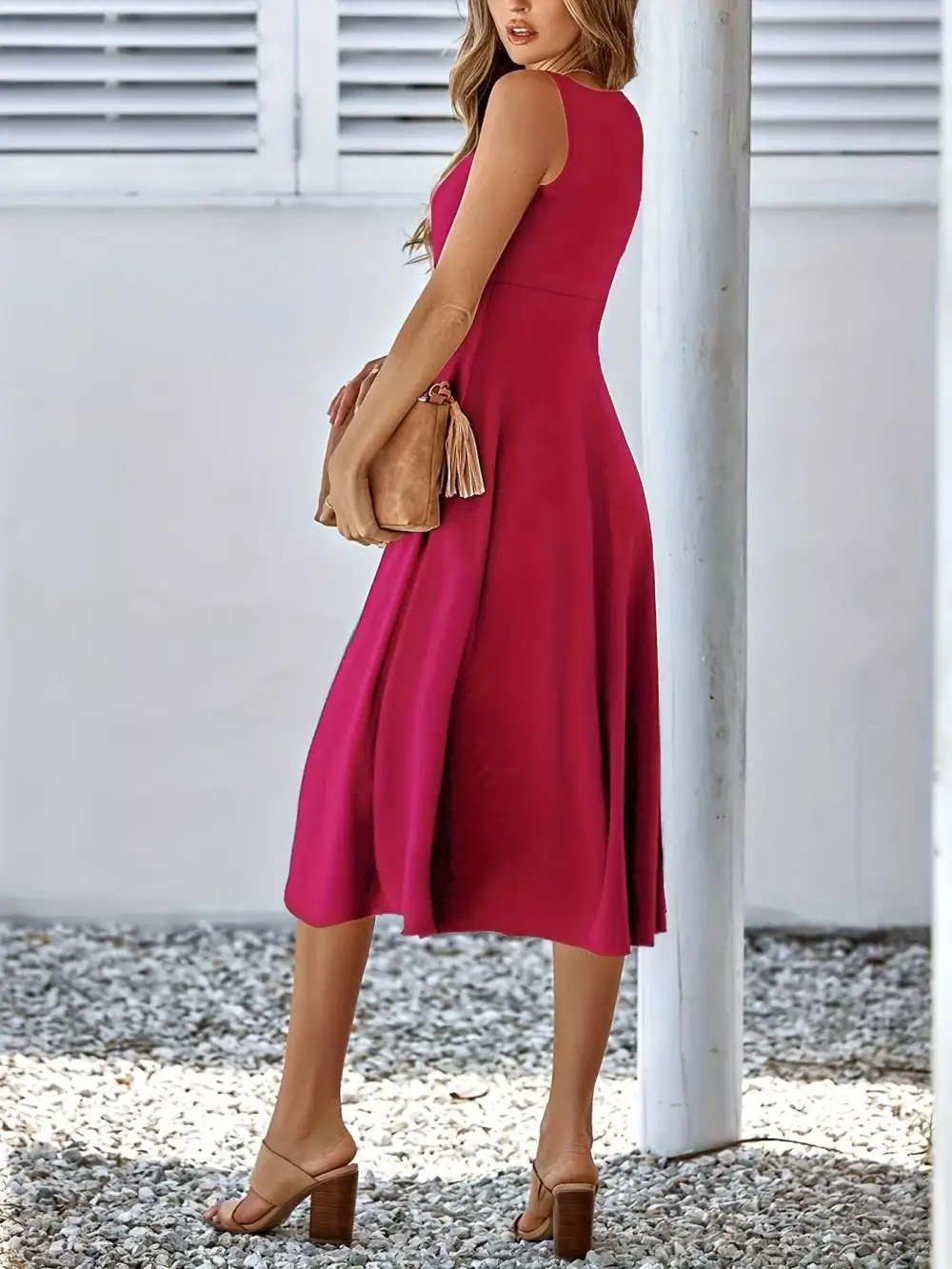 Elegant A Line Sleeveless Midi Dress
