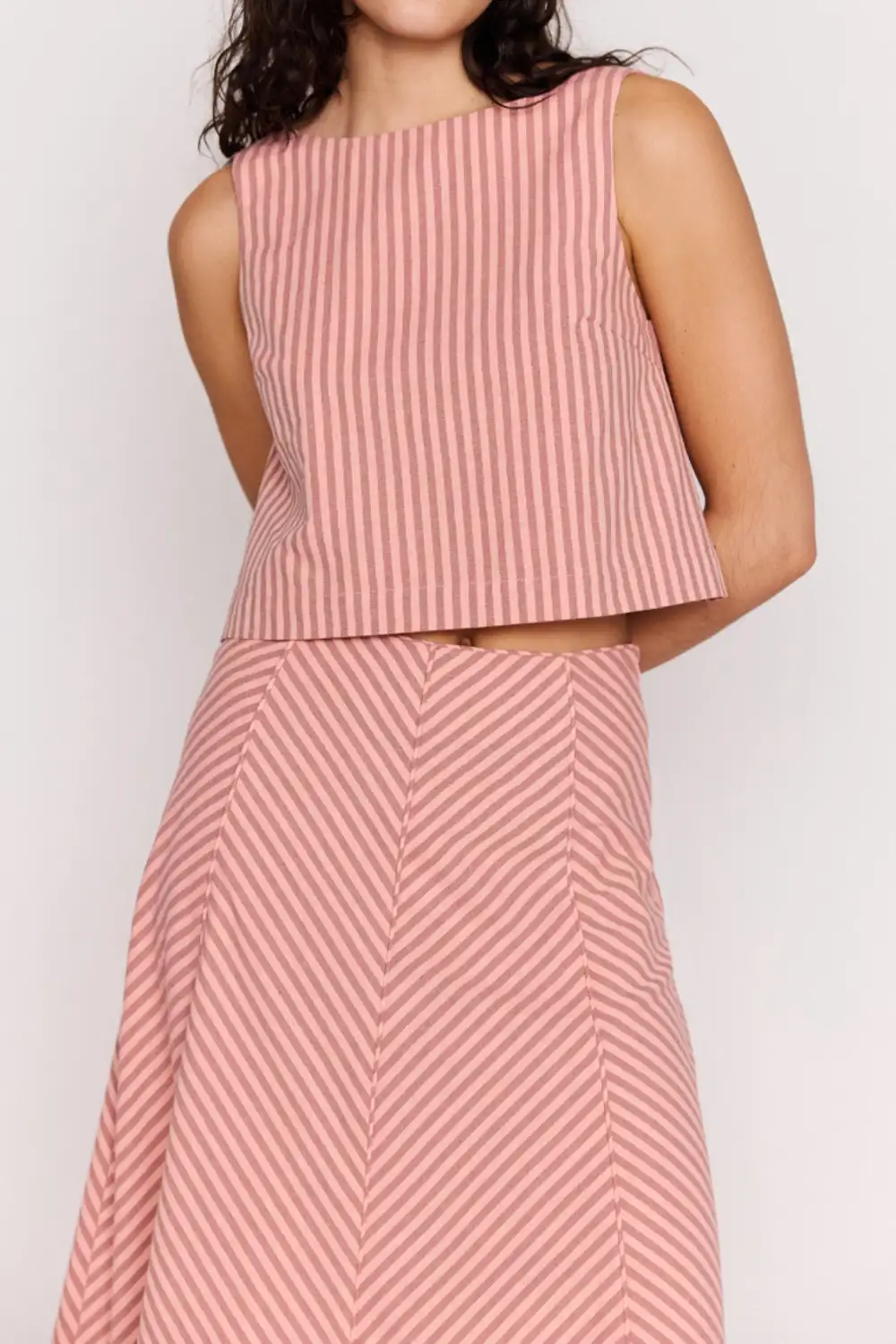 Striped Low Back Cropped Tank Top