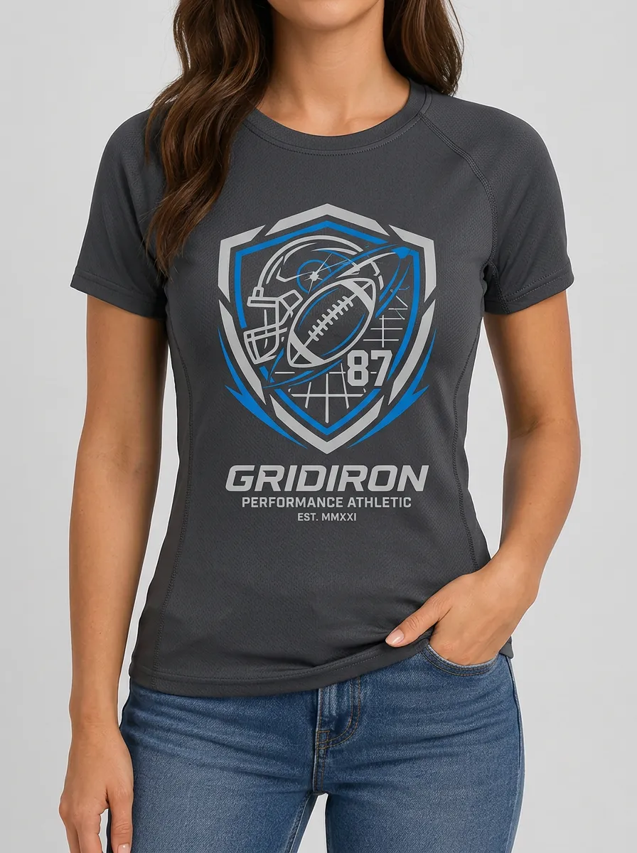 Women's Football Fan Gridiron Helmet Shield Printed T-shirt