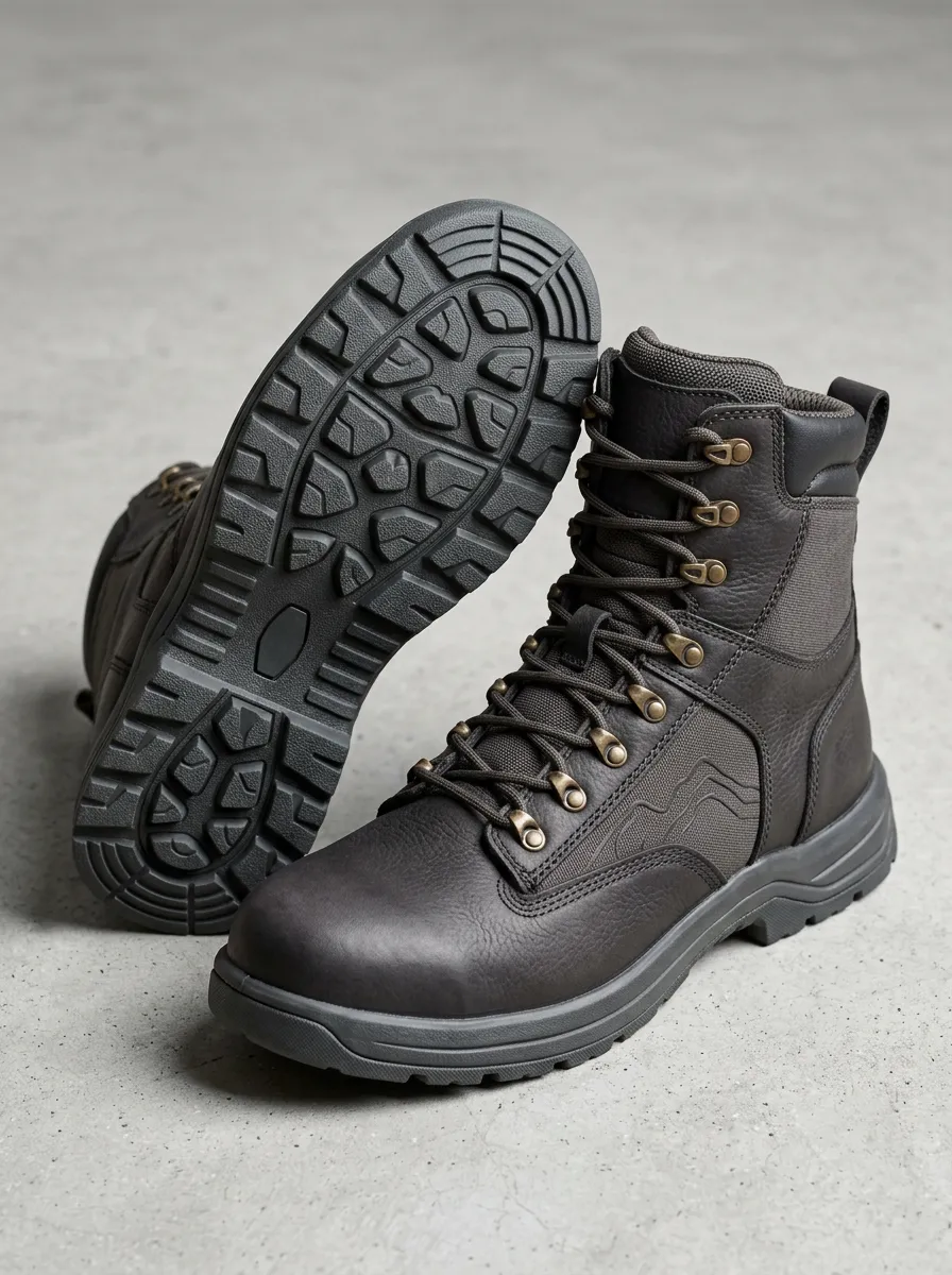 Unisex Outdoor Hiking Leather Print Work Boots