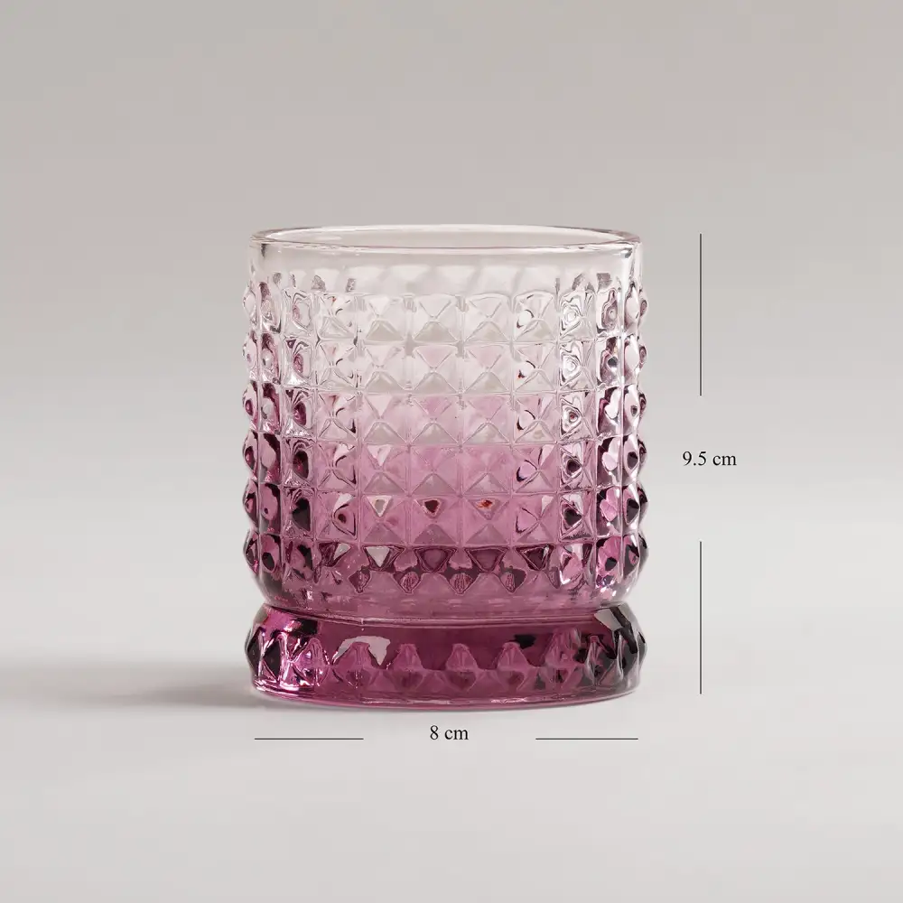 Pink Ribbed Whiskey Glass Set