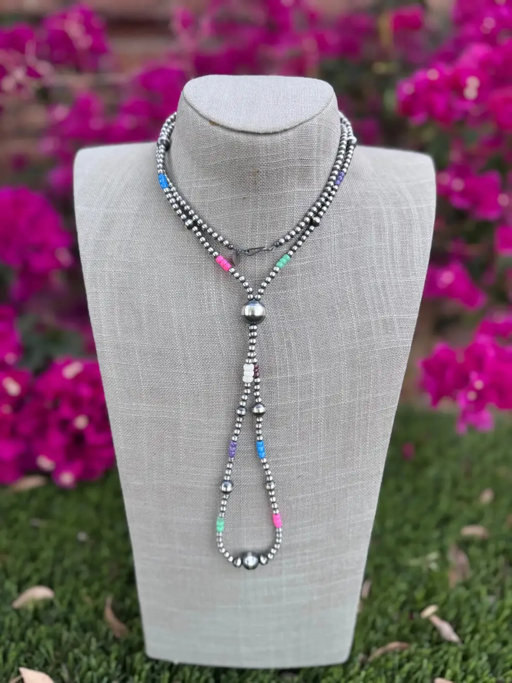 Beaded Pearl Opal Sterling Silver Classic Necklace