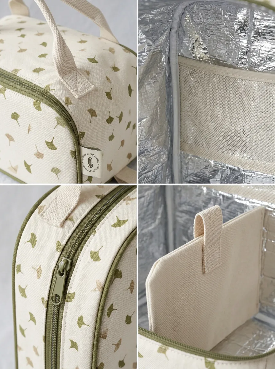 Ginkgo Leaf Pattern Insulated Printed Lunch Bag