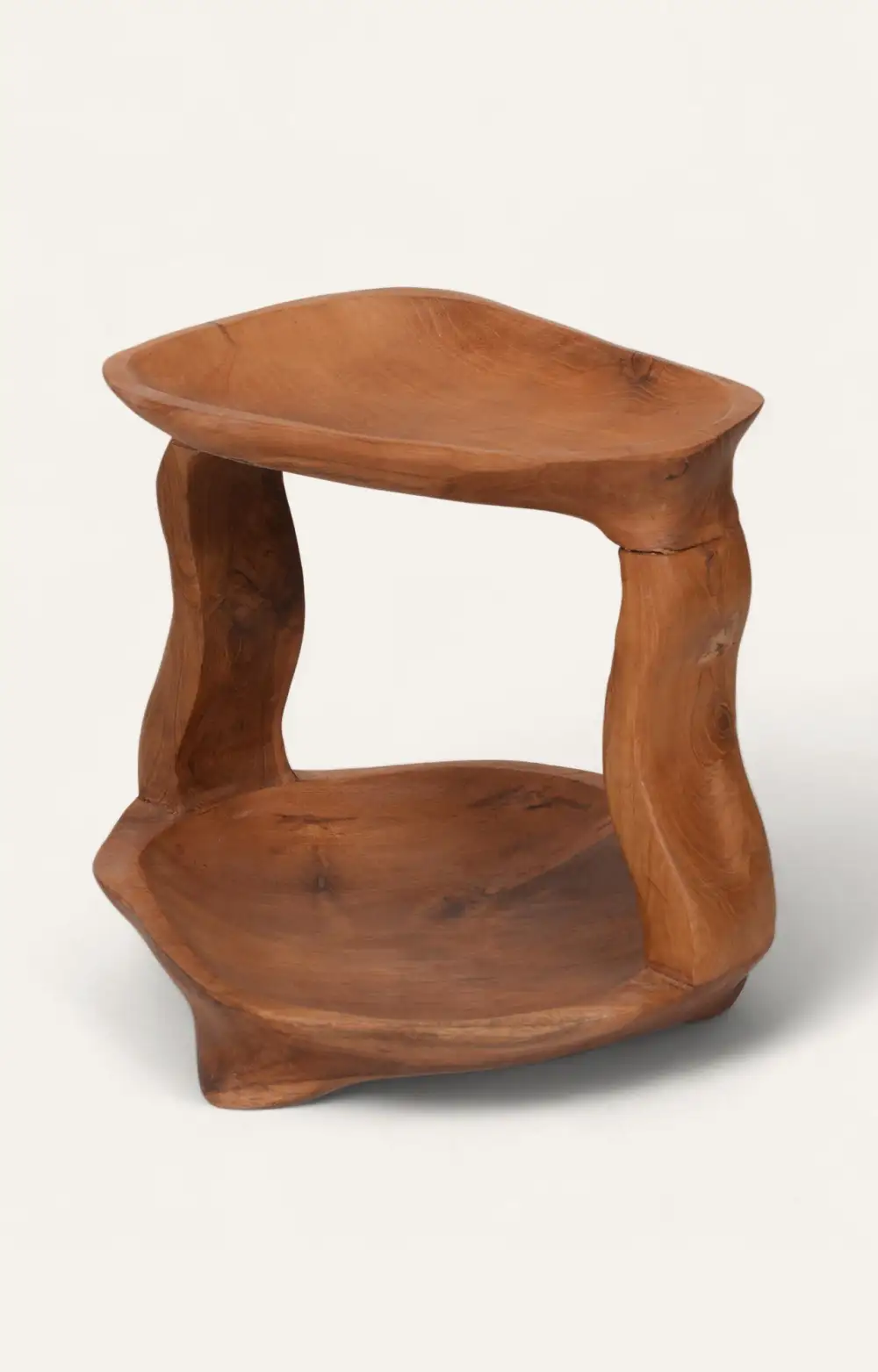 Handcrafted Teak Wood Tiered Tray