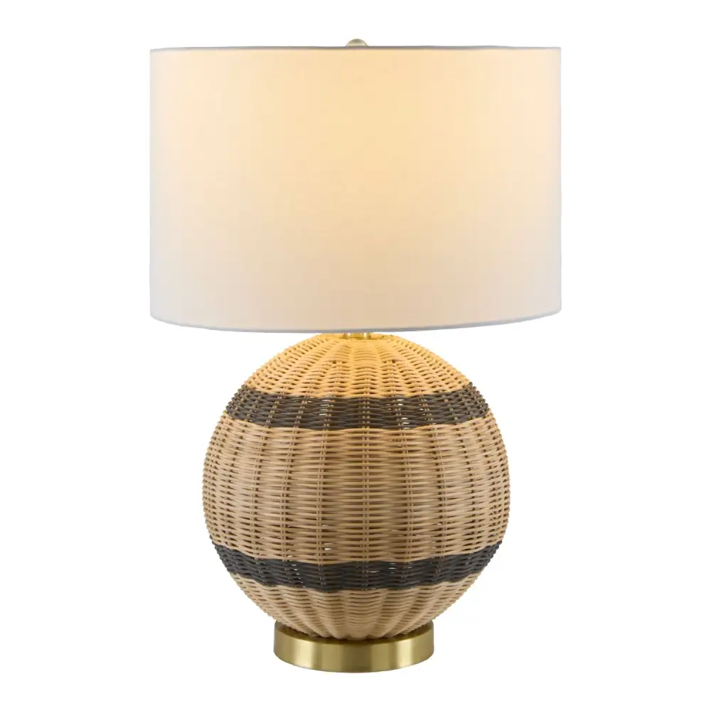 Round Rattan Base Table Lamp
