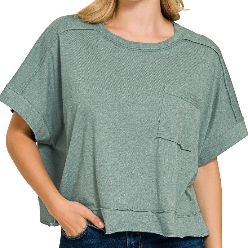 Exposed Seam Oversized Casual Tee
