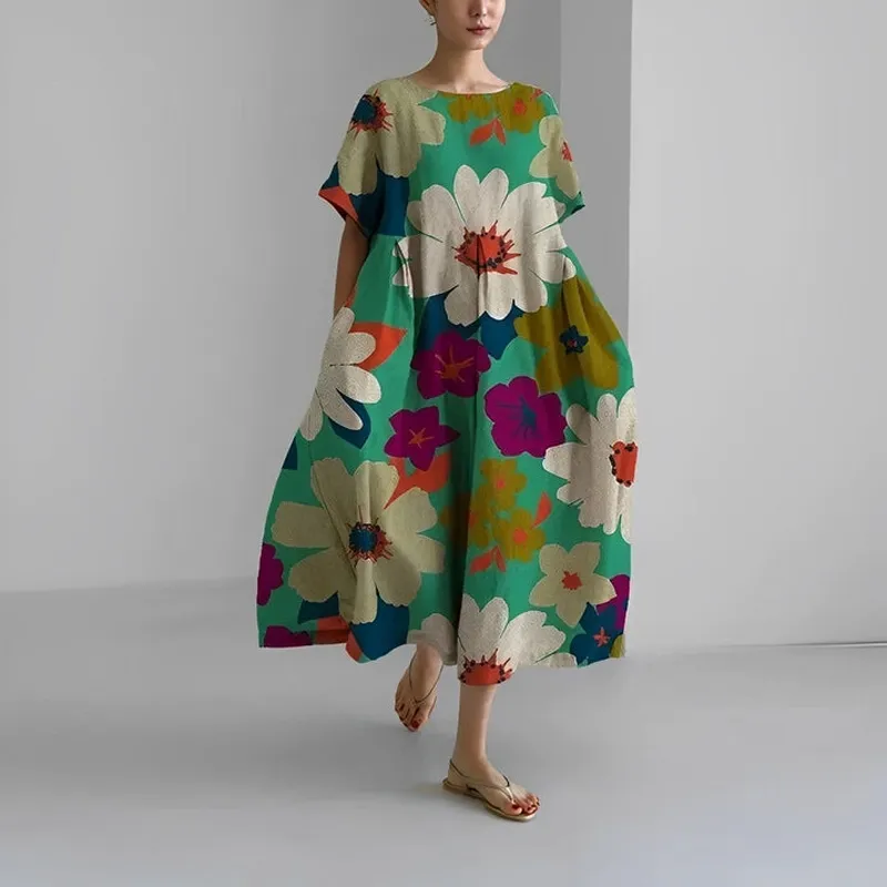 Relaxed Style Flower Midi Dress