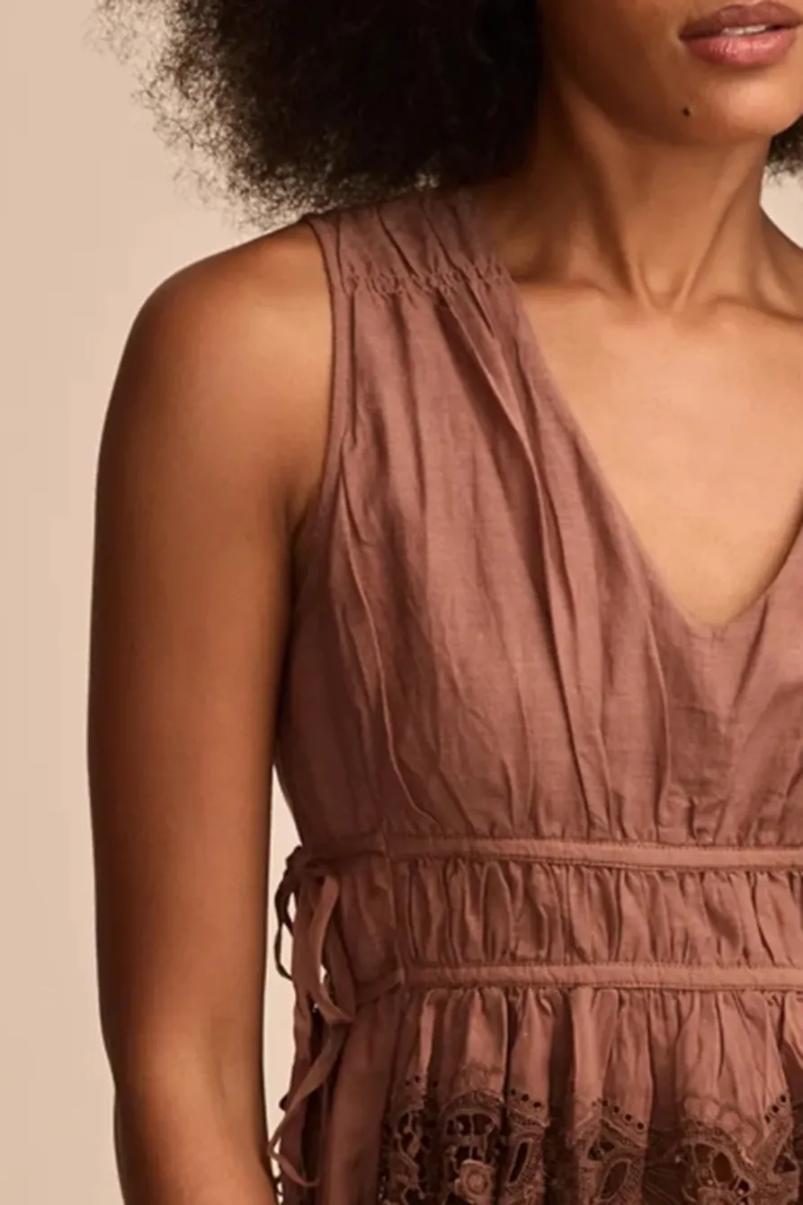 Deep V Neck Lace Ruched Tank Top